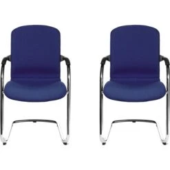 Topstar Besucherstuhl Open Chair 110, Stapelbar, Armlehnen, Freischwinger, Stoff, Blau, 2 Stück