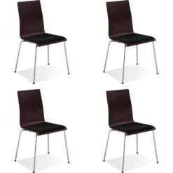 Nowy-Styl Besucherstuhl Cafe VII Plus, Stapelbar, Vierfußstuhl, Holz/Stoff, Wenge/schwarz, 4 Stück