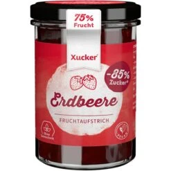 Xucker Fruchtaufstrich Erdbeere, Mit Xylit, 75% Frucht, Ohne Zuckerzusatz, 220g