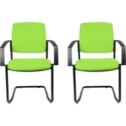 Topstar Besucherstuhl BtoB 20, Stapelbar, Armlehnen, Freischwinger, Stoff, Grün, 2 Stück