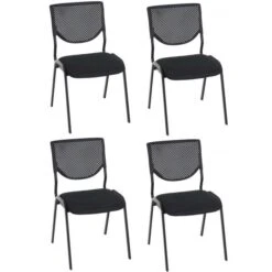 Mendler Besucherstuhl T401, 42303, Stapelbar, Stoff/Kunststoff, Schwarz, 4 Stück