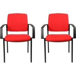 Topstar Besucherstuhl BtoB 10, Stapelbar, Armlehnen, Vierfußstuhl, Stoff, Rot, 2 Stück
