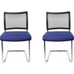 Topstar Besucherstuhl Visit 20, Stapelbar, Freischwinger, Stoff/Netz, Blau, 2 Stück