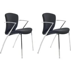 Rocada Besucherstuhl RD-966/4, Stapelbar, Armlehnen, Vierfußstuhl, Stoff, Schwarz, 2 Stück