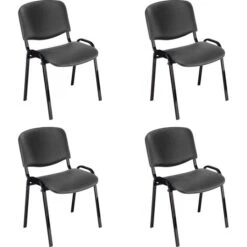 Nowy-Styl Iso Black Besucherstuhl 4 Stück, Kunstleder Schwarz, Vierfußstuhl Stapelbar