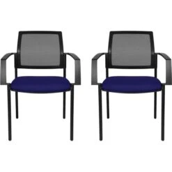 Einrichtungsgeschäft 29 Topstar Besucherstuhl BtoB 10, Stapelbar, Armlehnen Vierfußstuhl Stoff/Netz Blau 2 Stück