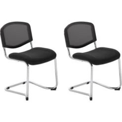 Nowy-Styl Iso Swing Ergo Mesh Besucherstuhl 2 Stück, Stoff/Netz Schwarz, Freischwinger