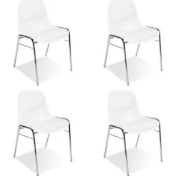 Nowy-Styl Besucherstuhl Beta Plus Chrom, Stapelbar, Vierfußstuhl, Kunststoff/Kunstleder, Weiß, 4 Stück