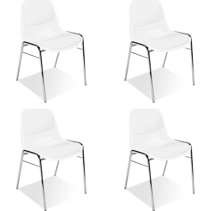Nowy-Styl Besucherstuhl Beta Plus Chrom, Stapelbar, Vierfußstuhl, Kunststoff/Kunstleder, Weiß, 4 Stück 3 Nowy-Styl Besucherstuhl Beta Plus Chrom, Stapelbar, Vierfußstuhl, Kunststoff/Kunstleder, Weiß, 4 Stück